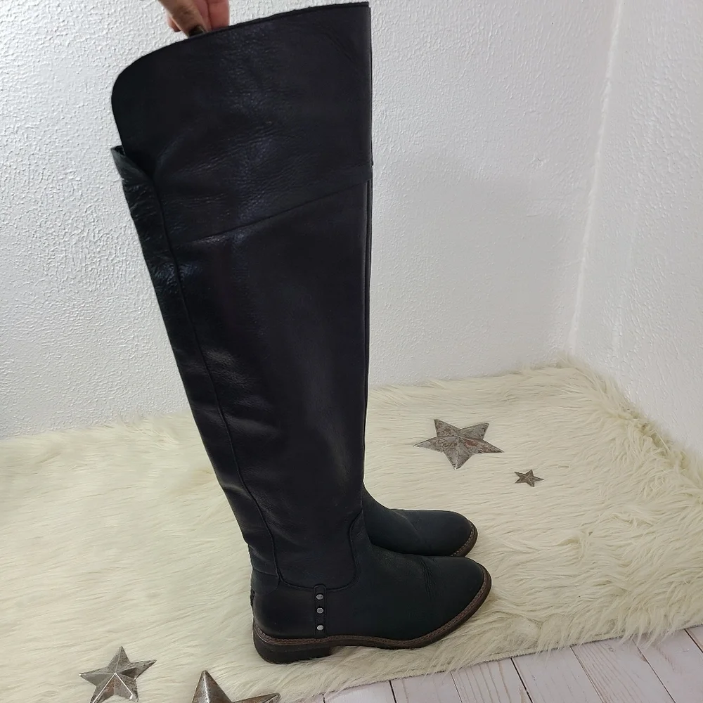 Franco Sarto Haleen Over The Knee Boots black leather studded womens size 6